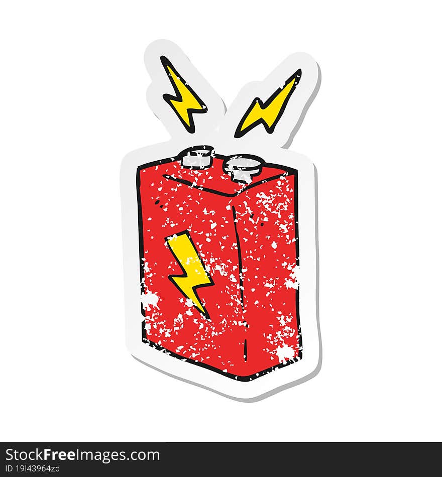 retro distressed sticker of a cartoon battery