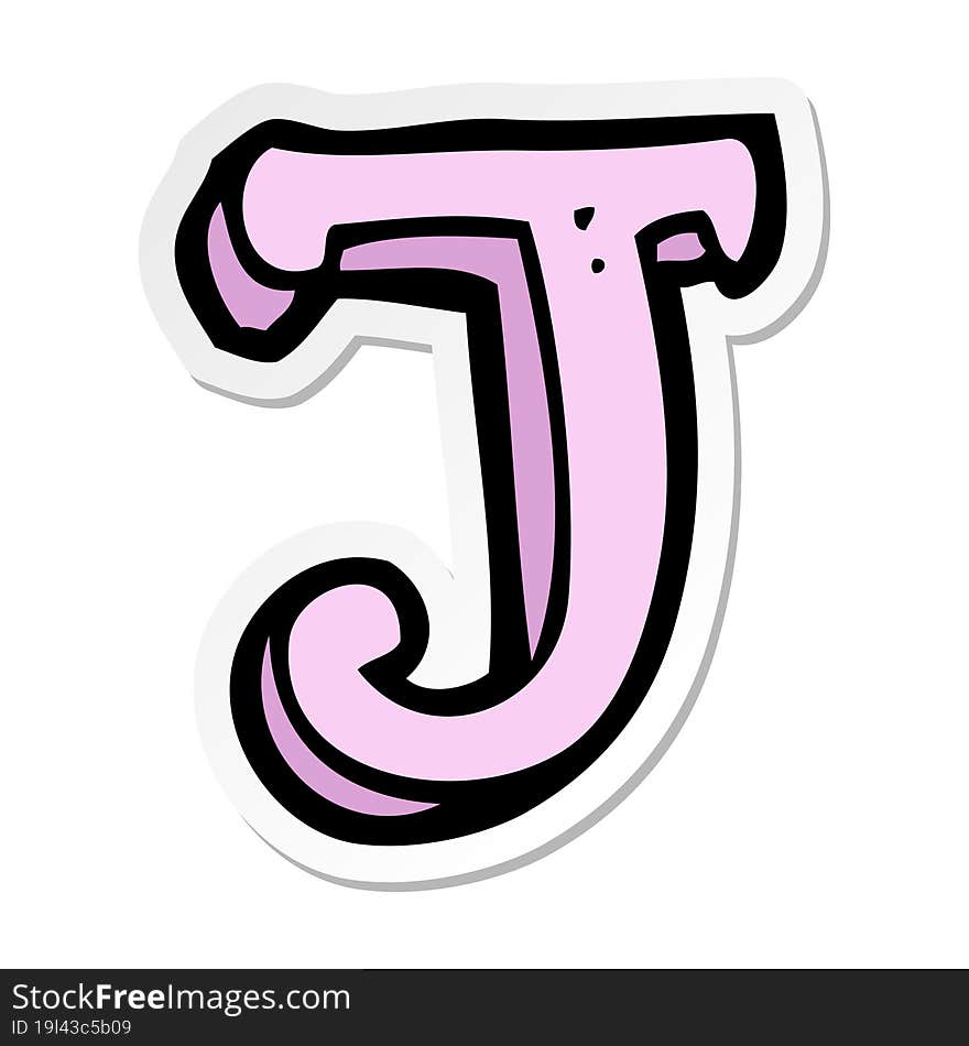 sticker of a cartoon letter J