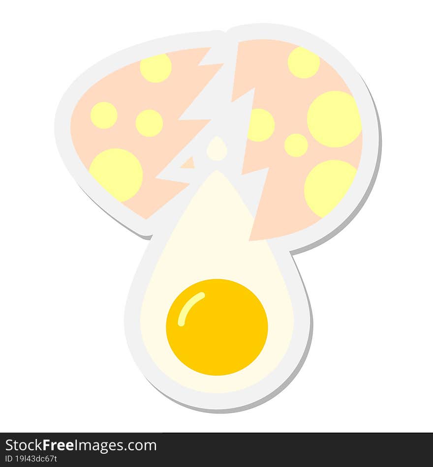 cracked egg with yolk sticker