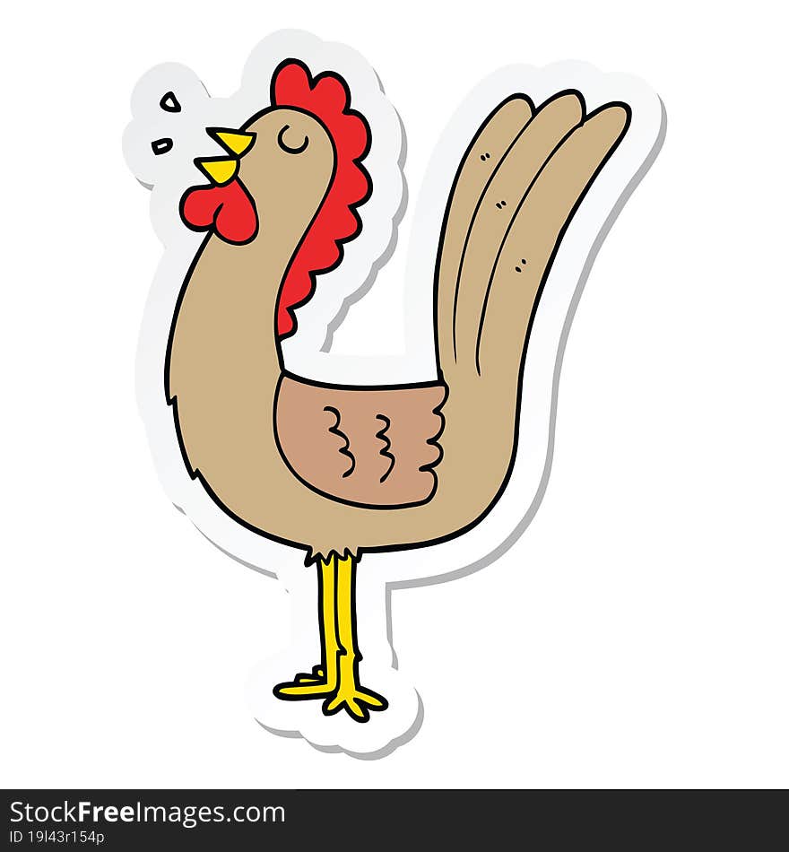 Sticker Of A Cartoon Rooster