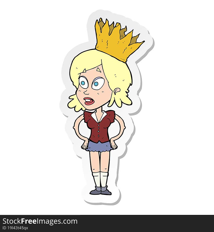 sticker of a cartoon person wearing crown