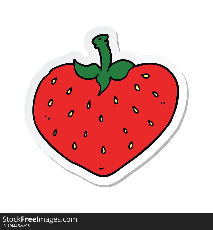 sticker of a cartoon strawberry