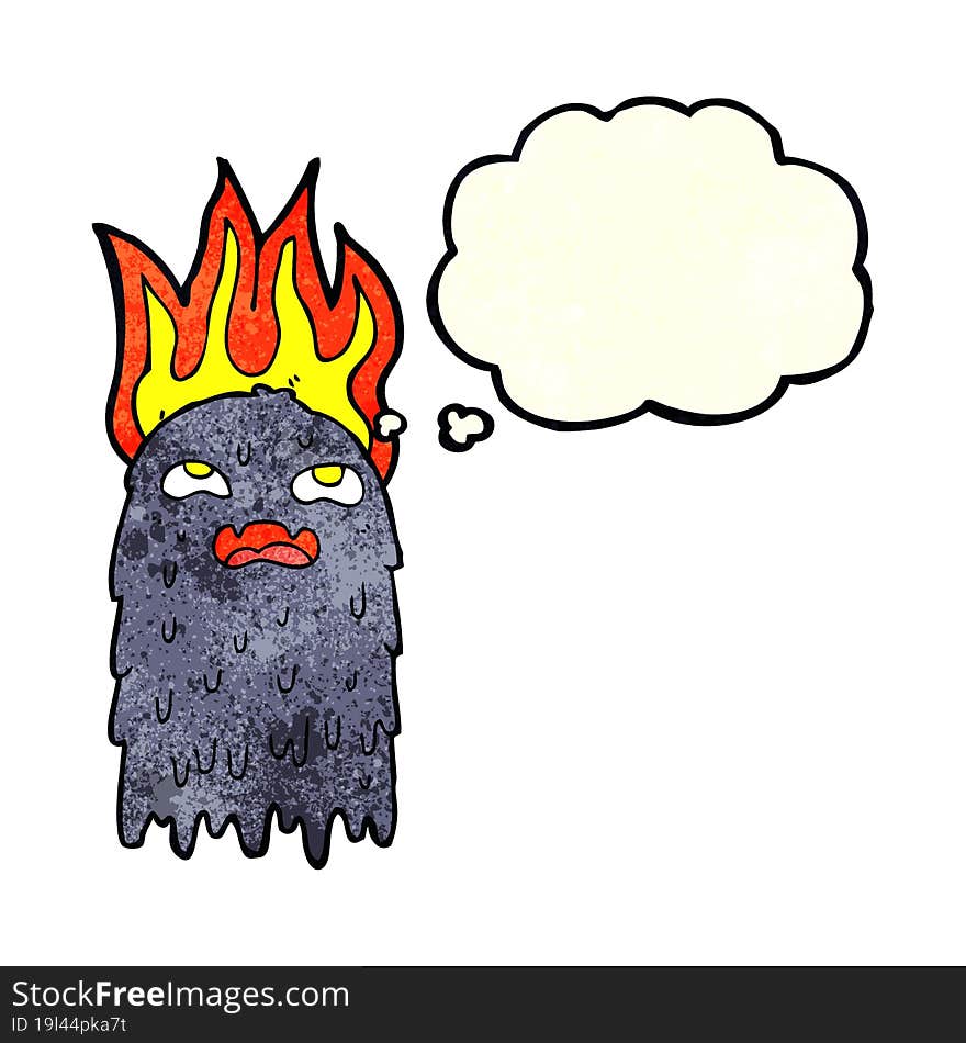 Burning Cartoon Ghost With Thought Bubble