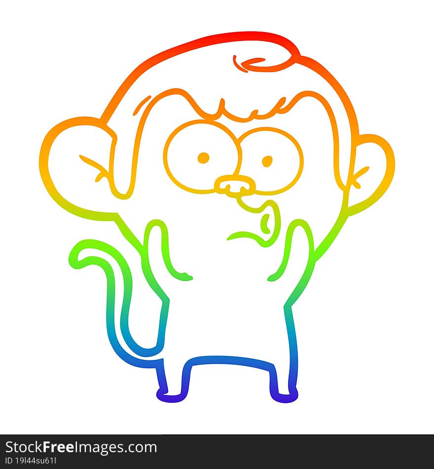 rainbow gradient line drawing cartoon hooting monkey