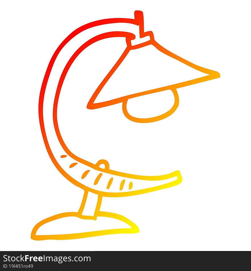 warm gradient line drawing of a cartoon desk lamp