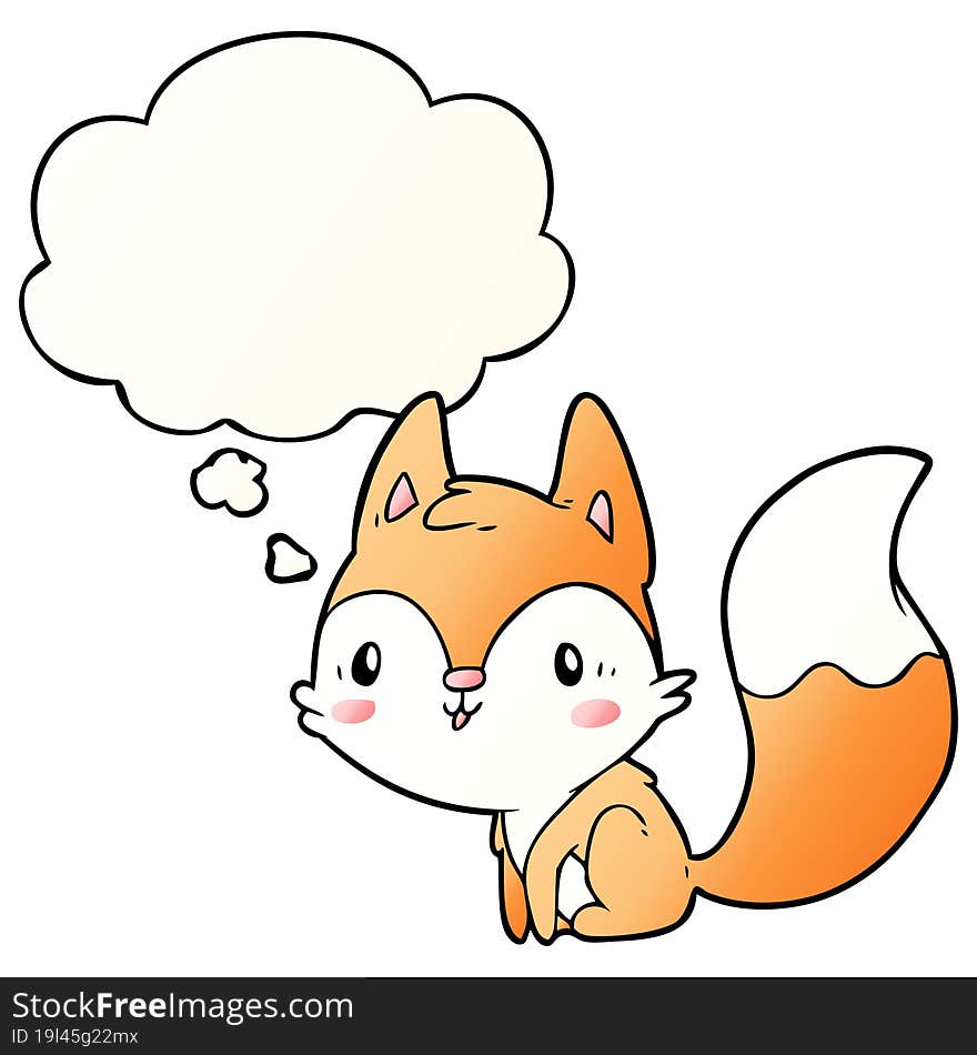 cartoon fox and thought bubble in smooth gradient style