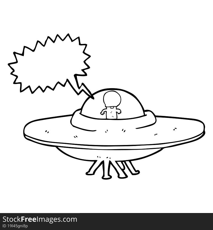 speech bubble cartoon alien flying saucer