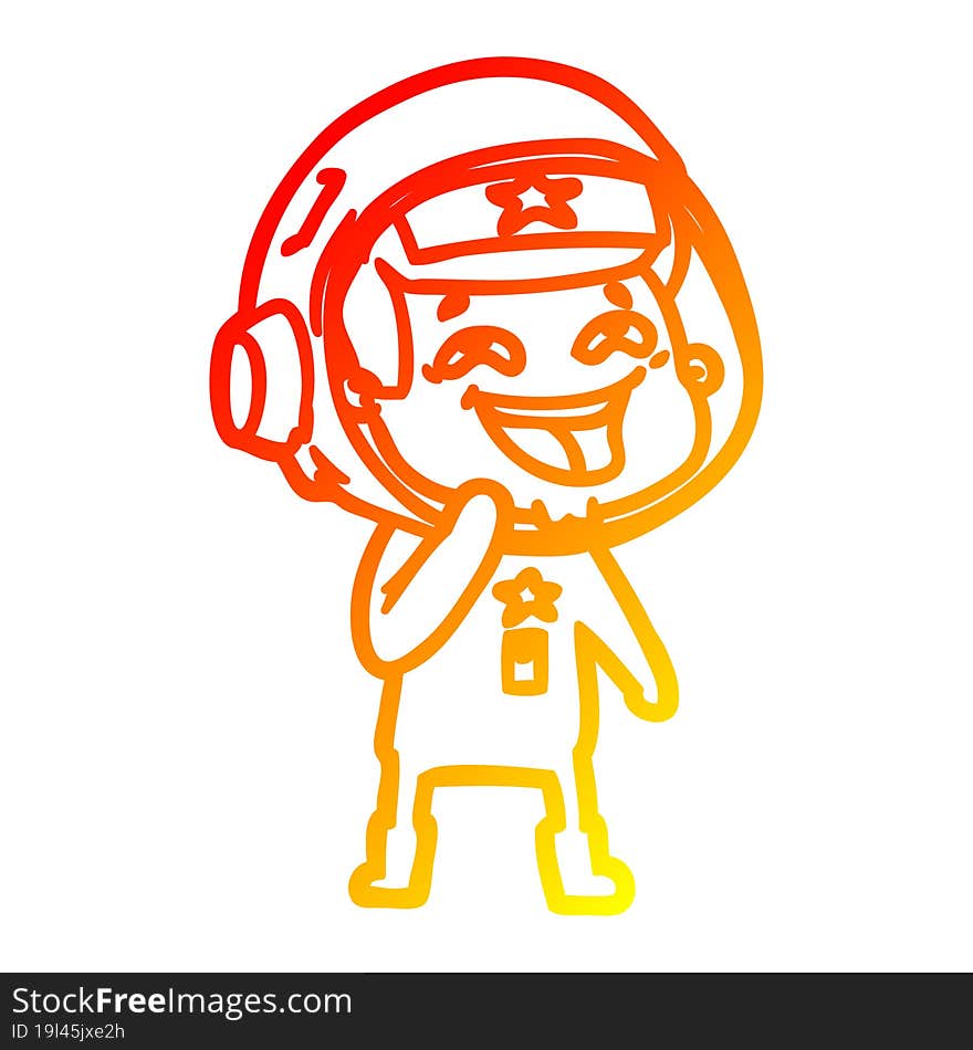 warm gradient line drawing cartoon laughing astronaut