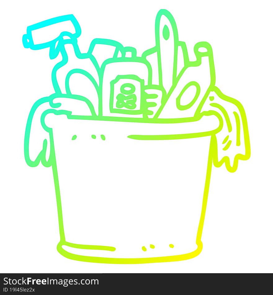 cold gradient line drawing cartoon house cleaning products