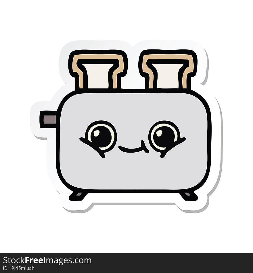 Sticker Of A Cute Cartoon Of A Toaster