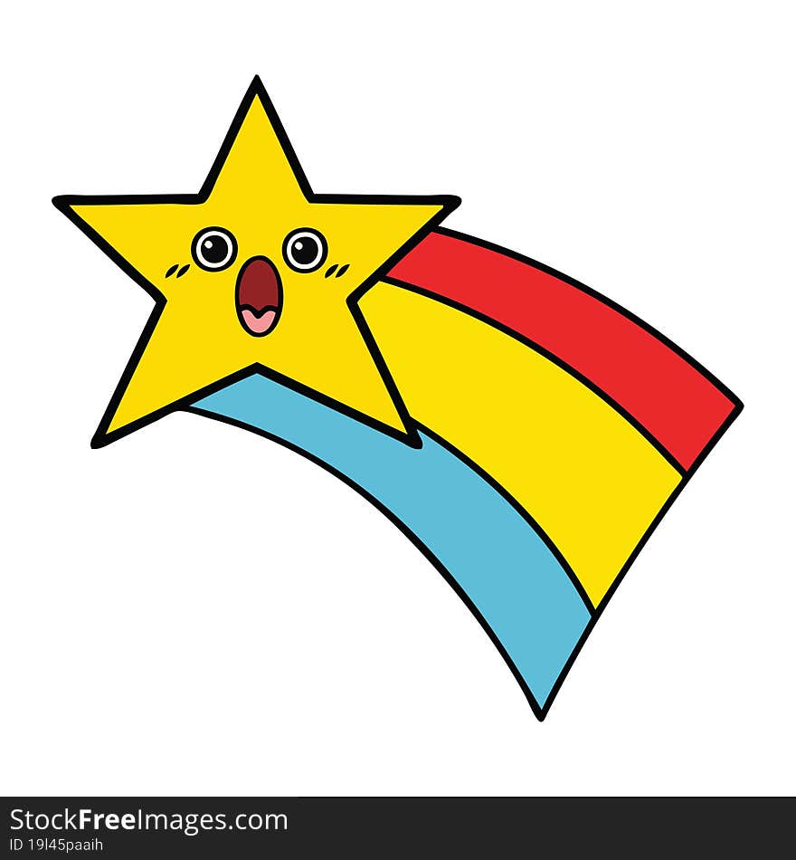 cute cartoon of a shooting rainbow star