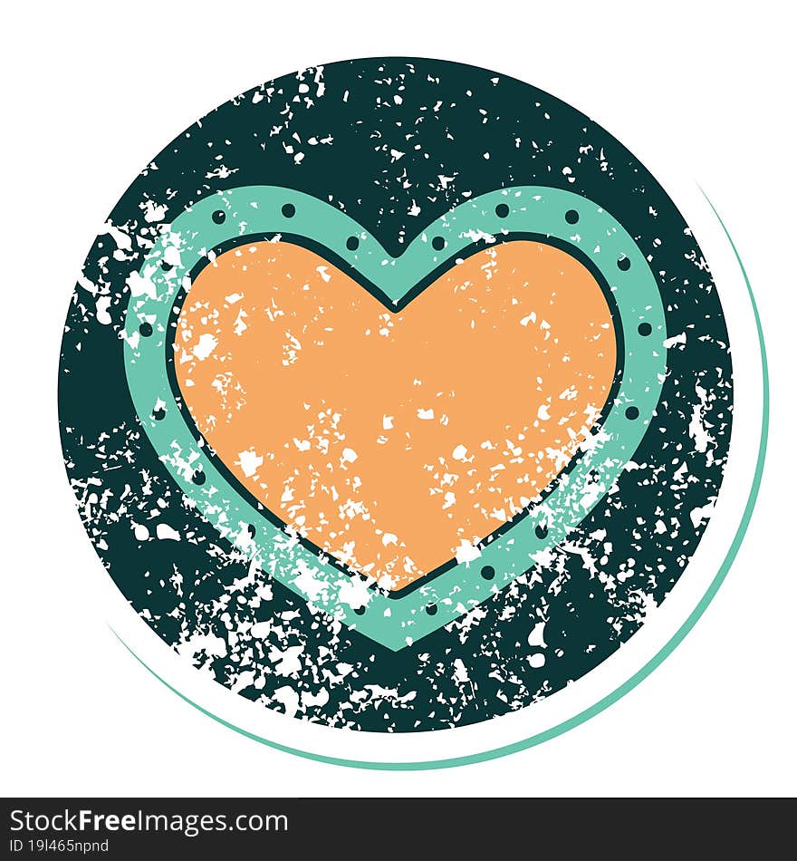 iconic distressed sticker tattoo style image of a heart. iconic distressed sticker tattoo style image of a heart