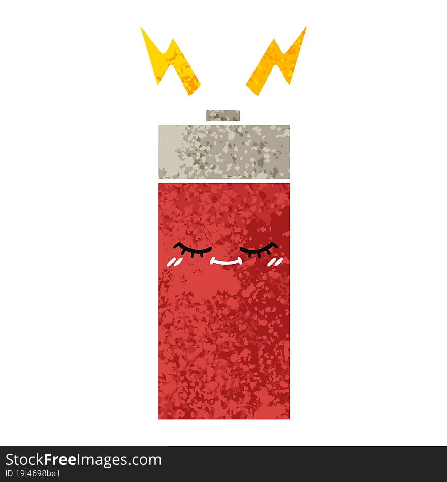 retro illustration style cartoon of a battery