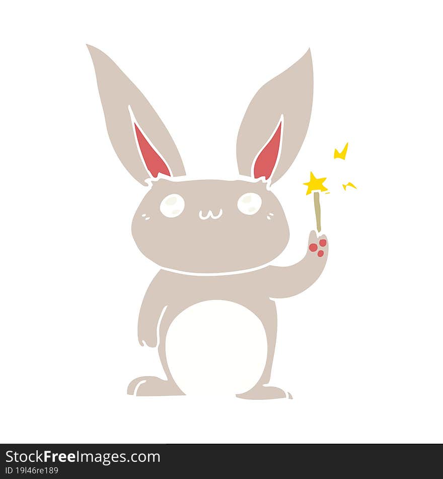 Cute Flat Color Style Cartoon Rabbit