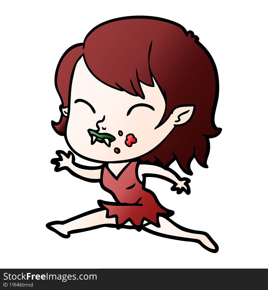 cartoon vampire girl with blood on cheek. cartoon vampire girl with blood on cheek