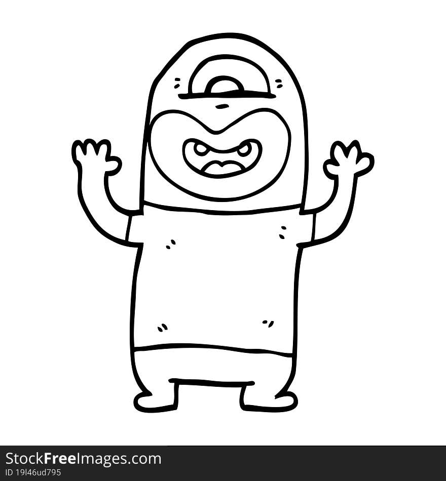 line drawing cartoon alien monster