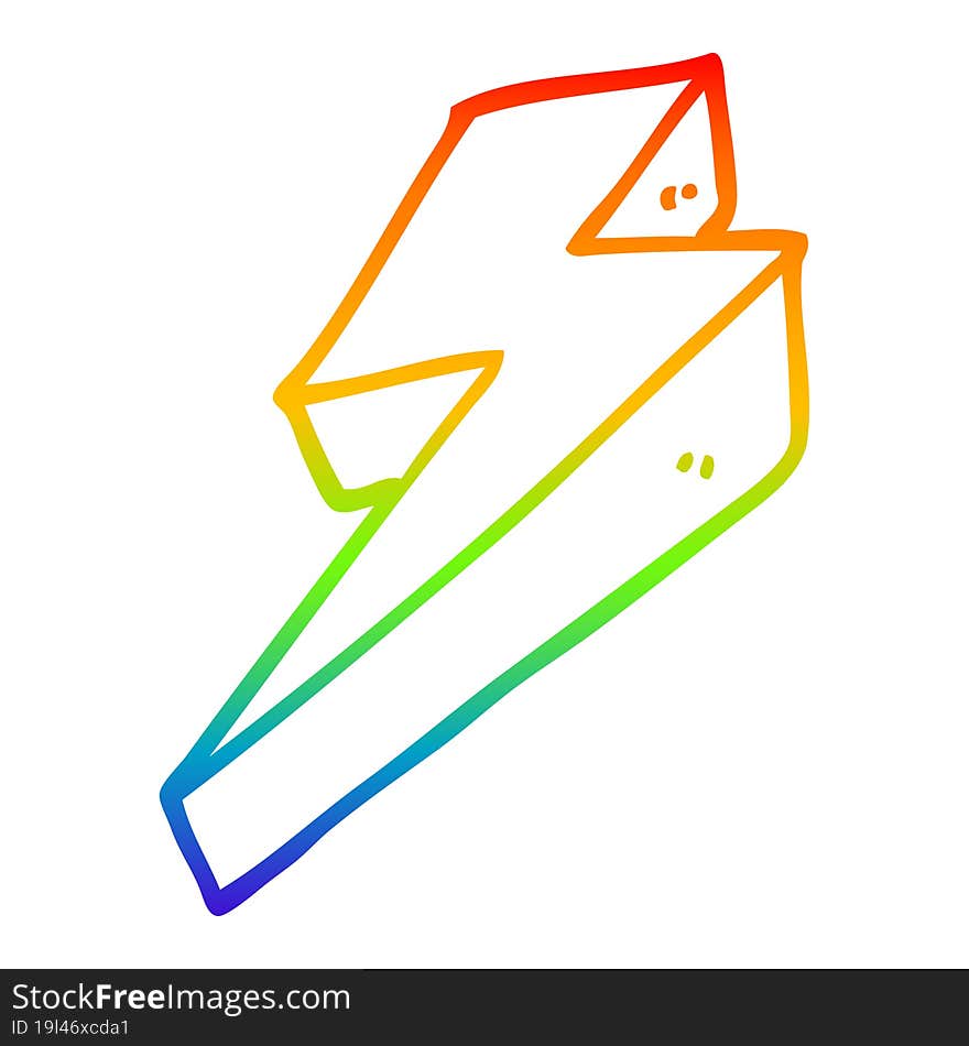 Rainbow Gradient Line Drawing Cartoon Thunder Bolts