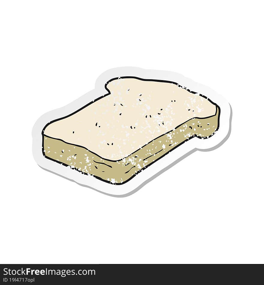 Retro Distressed Sticker Of A Cartoon Bread Slice