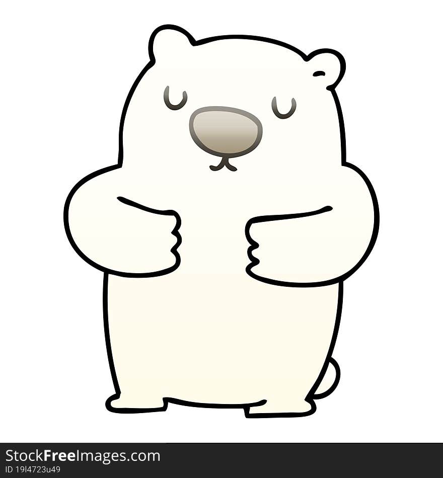 quirky gradient shaded cartoon polar bear