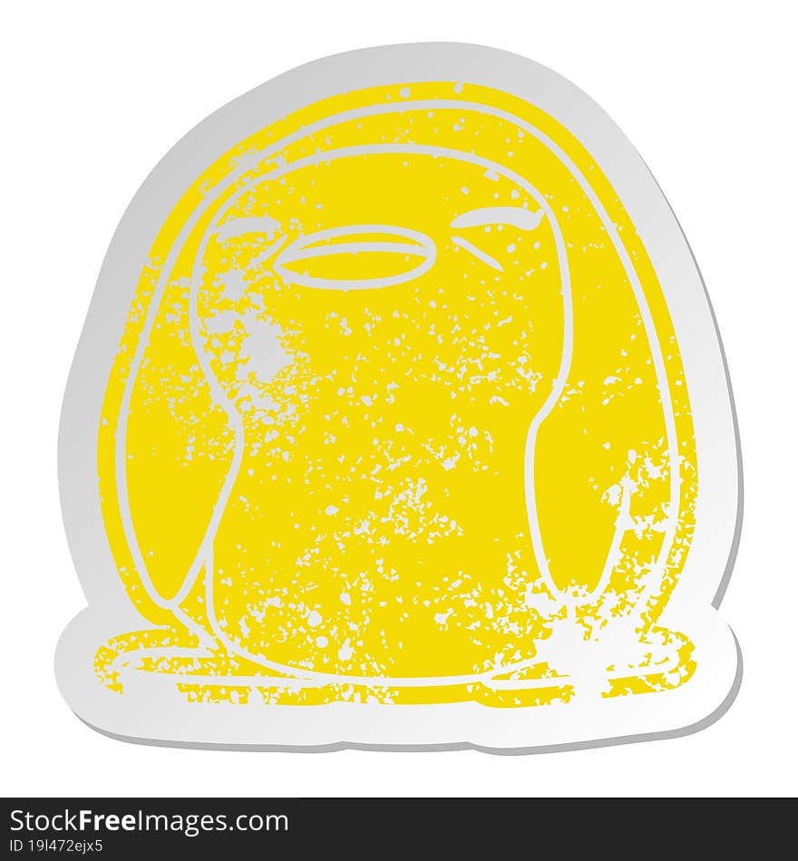 distressed old sticker kawaii of a cute penguin