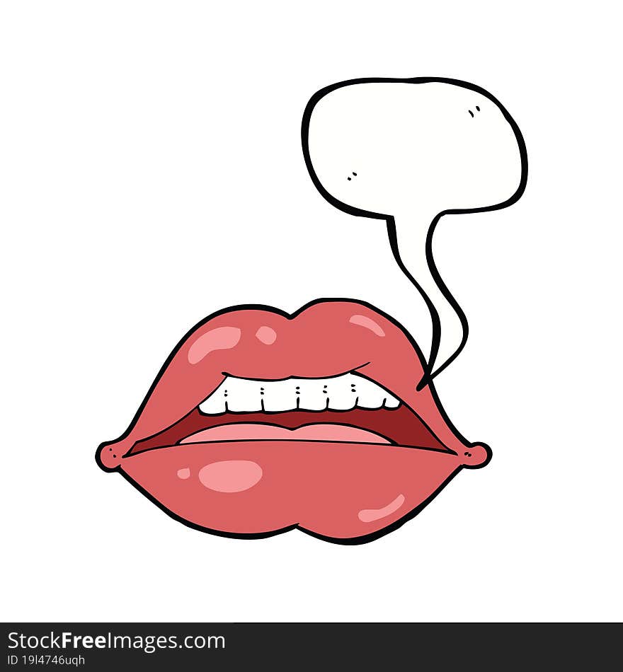 cartoon sexy lips symbol with speech bubble