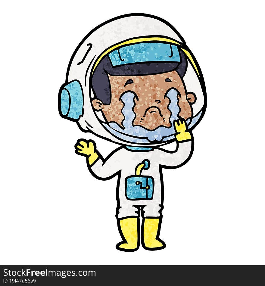 cartoon crying astronaut. cartoon crying astronaut