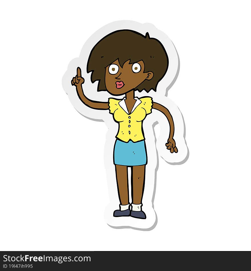 sticker of a cartoon woman with question