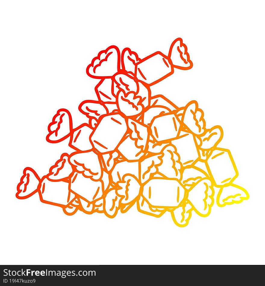 warm gradient line drawing cartoon candy