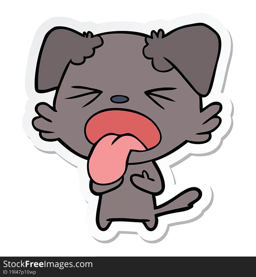 sticker of a cartoon disgusted dog