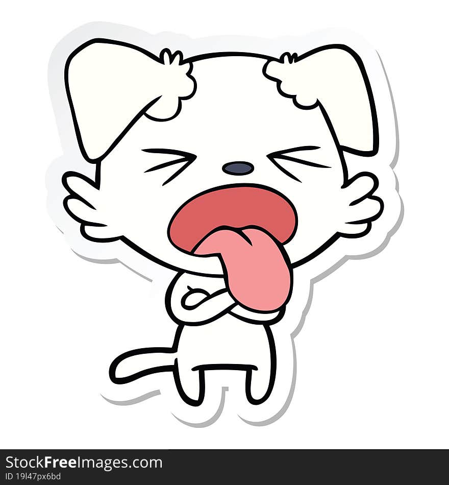 Sticker Of A Cartoon Disgusted Dog