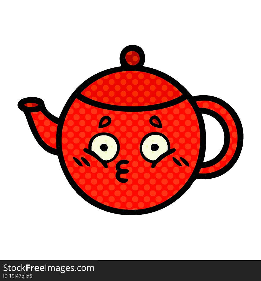 comic book style cartoon teapot