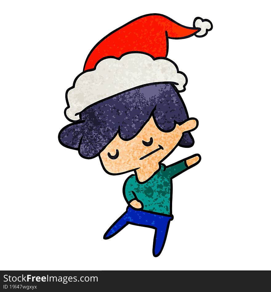 Christmas Textured Cartoon Of Kawaii Boy