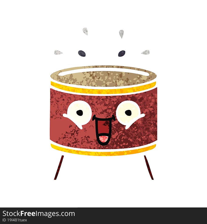 Retro Illustration Style Cartoon Drum