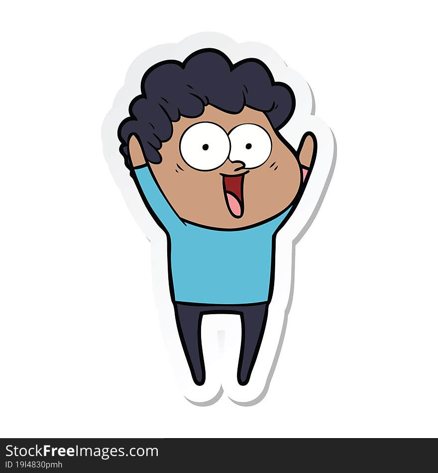 sticker of a cartoon happy man