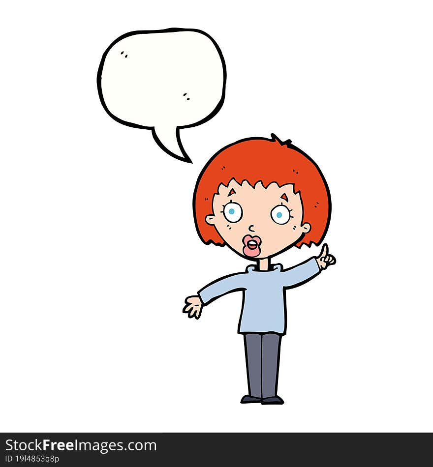 cartoon woman explaining her point with speech bubble