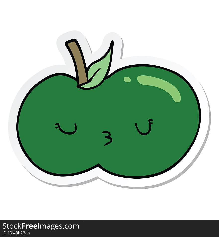 Sticker Of A Cartoon Cute Apple