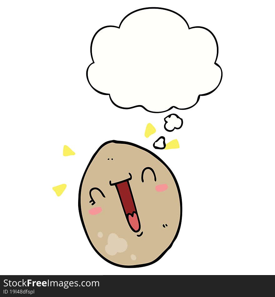 cartoon happy egg and thought bubble