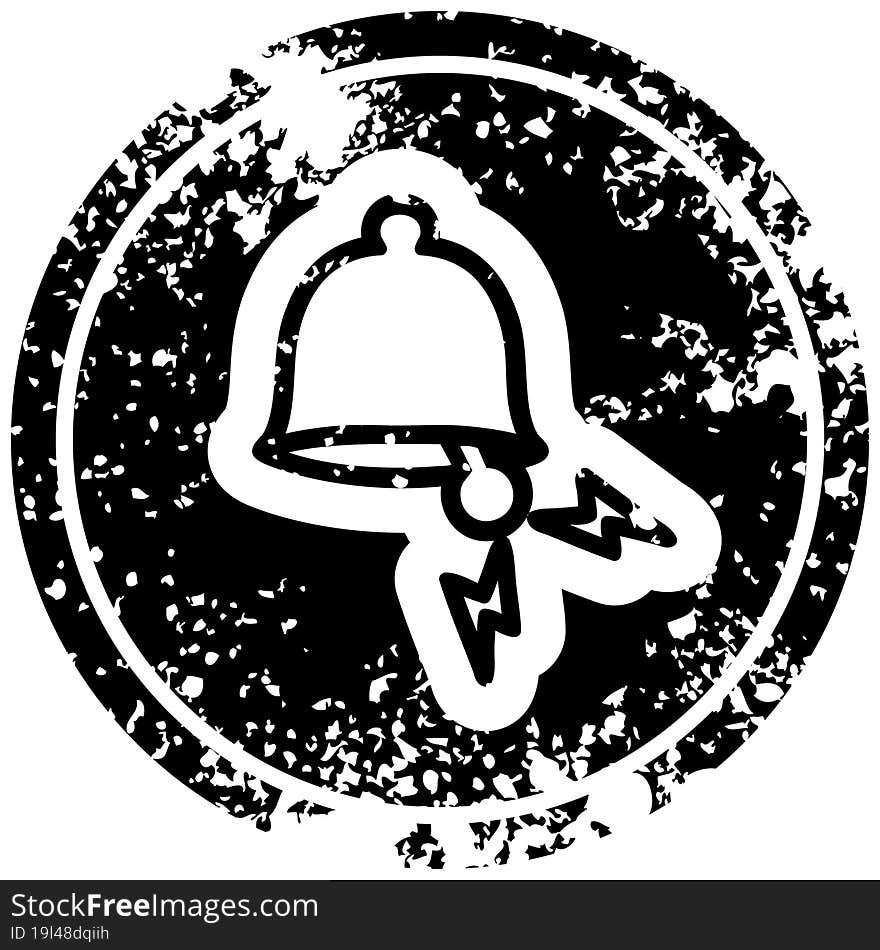 ringing bell distressed icon symbol