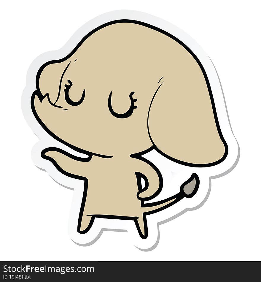 sticker of a cute cartoon elephant