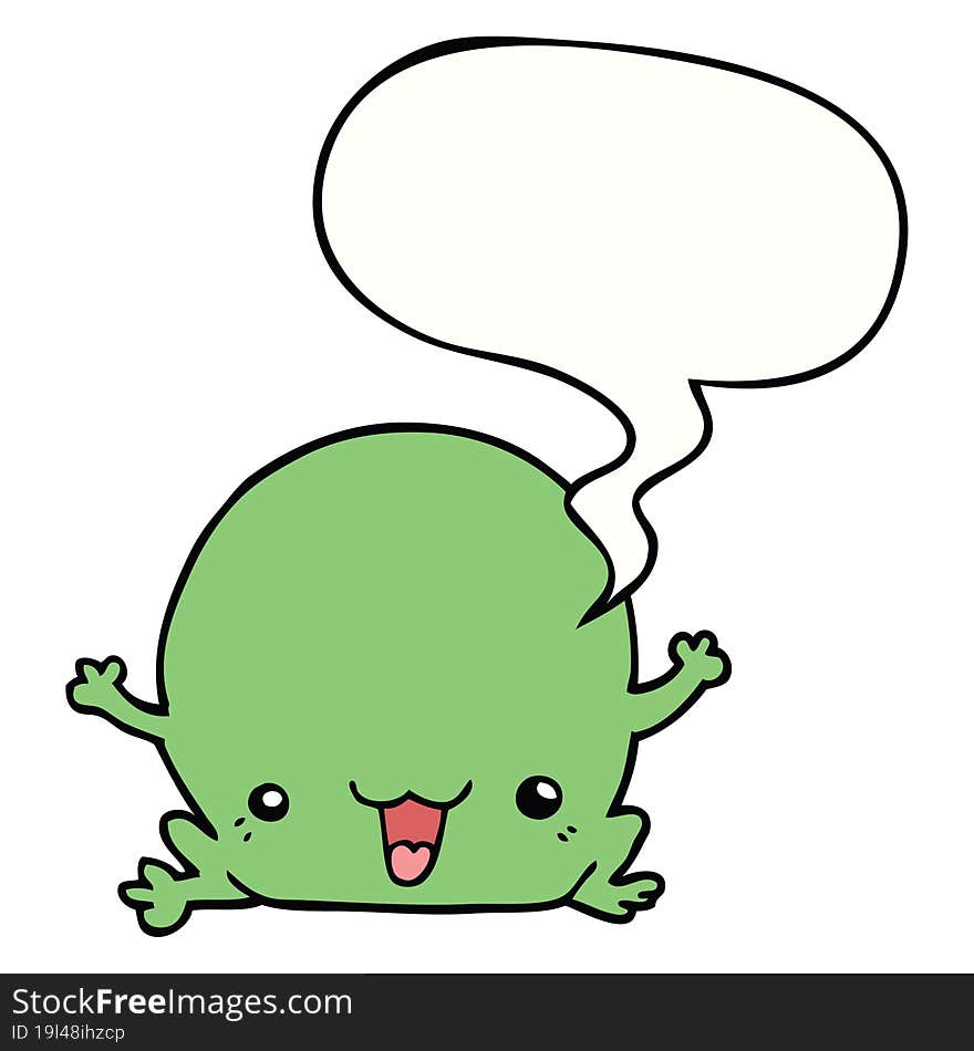 cartoon frog with speech bubble. cartoon frog with speech bubble