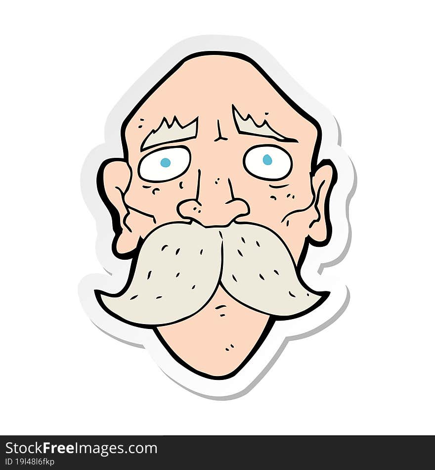 Sticker Of A Cartoon Sad Old Man