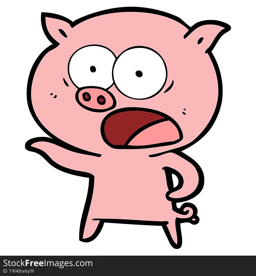 cartoon pig shouting. cartoon pig shouting