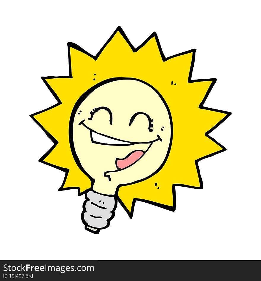 happy light bulb cartoon