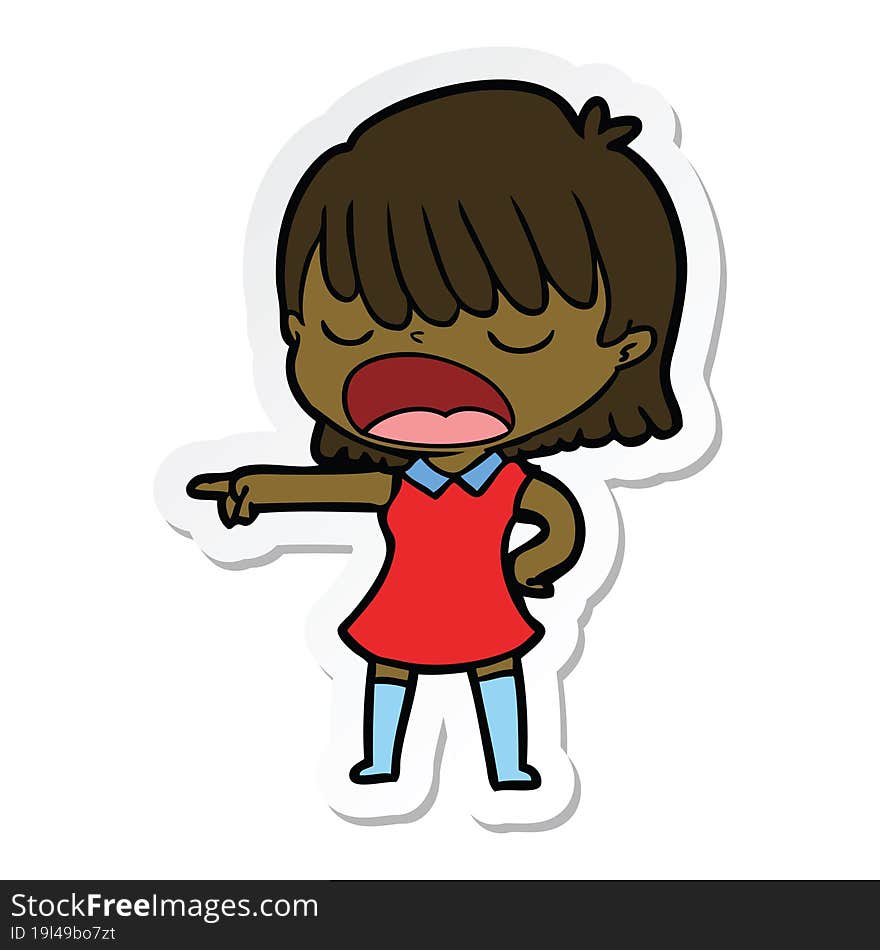 sticker of a cartoon woman talking loudly