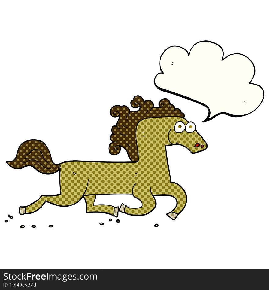 Comic Book Speech Bubble Cartoon Running Horse