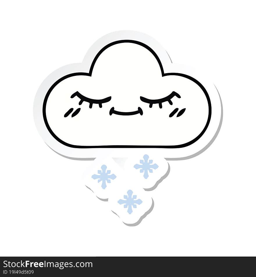 sticker of a cute cartoon snow cloud