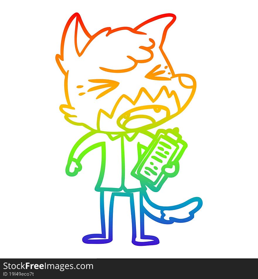 rainbow gradient line drawing angry cartoon fox