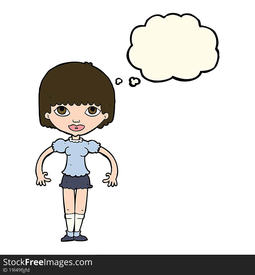 Cartoon Girl With Thought Bubble