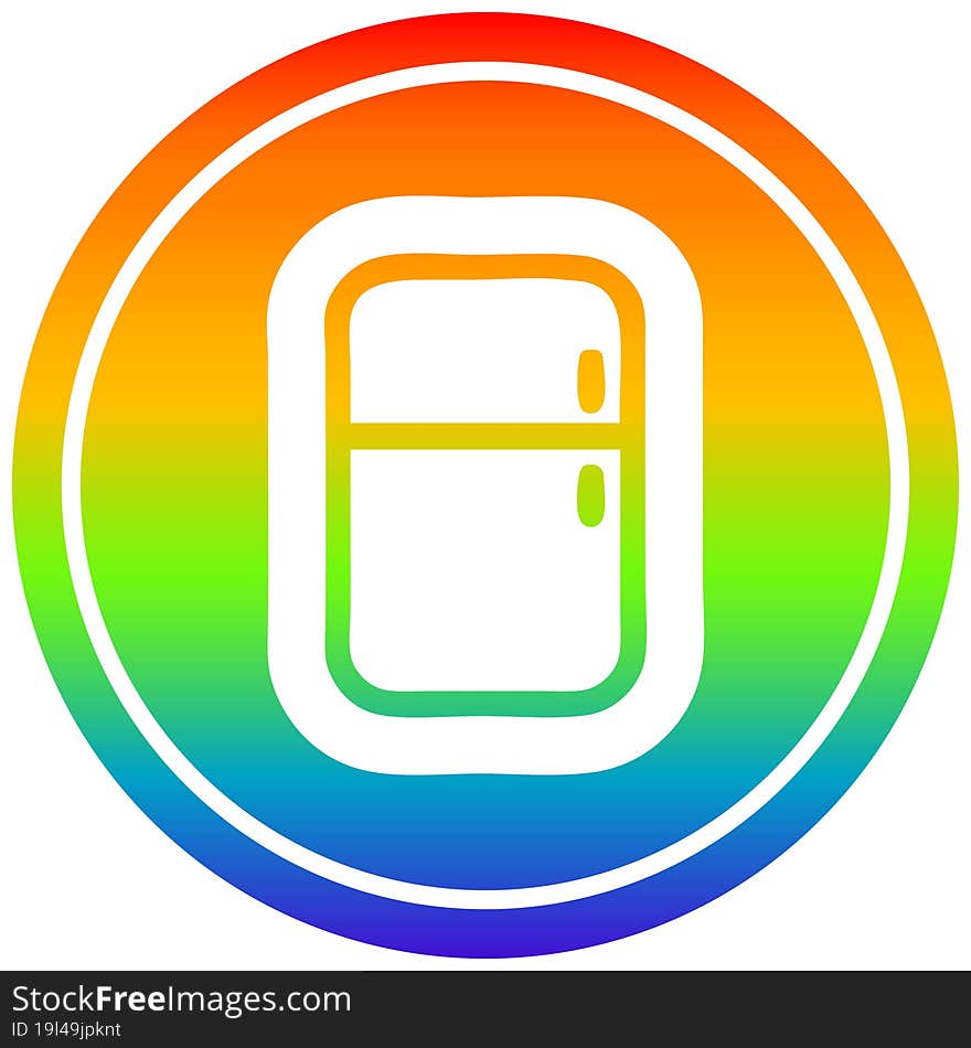 kitchen refrigerator circular in rainbow spectrum