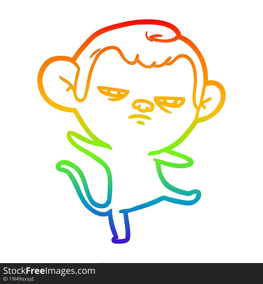 rainbow gradient line drawing cartoon annoyed monkey